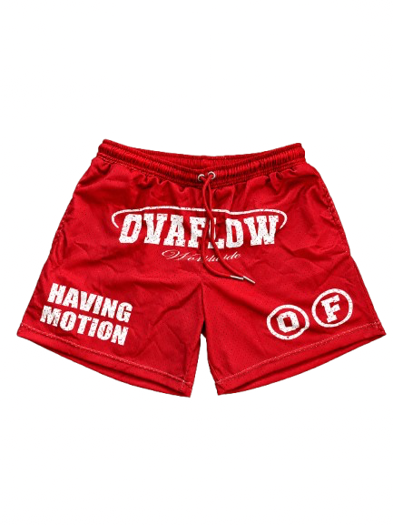 RED “HAVING MOTION” MESH SHORTS (PRE-SALE)