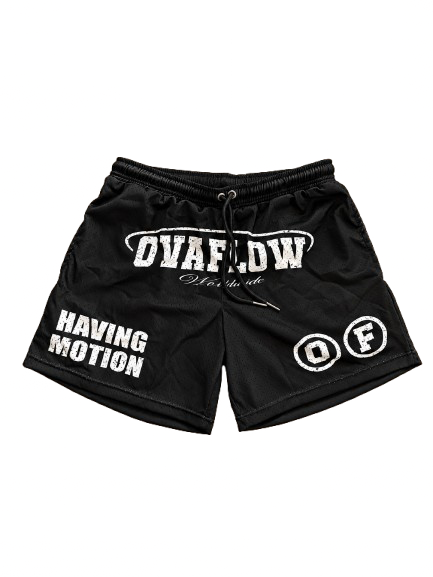 BLACK “HAVING MOTION” MESH SHORTS (PRE-SALE)